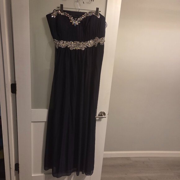 Plus Size My Michelle Blue Jeweled Strapless Gown 24 + Formal Evening Dress - Picture 1 of 3